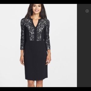 Eliza J Crepe Shift Dress with Lace Panels